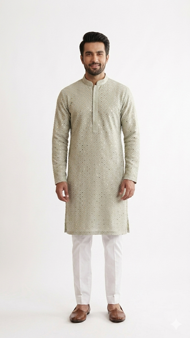 CHICKENKARI KURTA FOR MEN ( ROYAL GREEN )