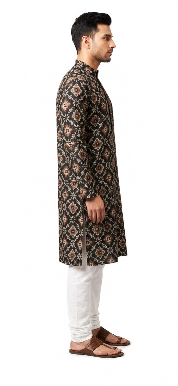 CHICKENKARY WORK PRINTED KURTA FOR MEN