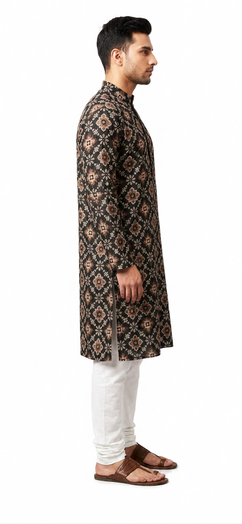 CHICKENKARY WORK PRINTED KURTA FOR MEN