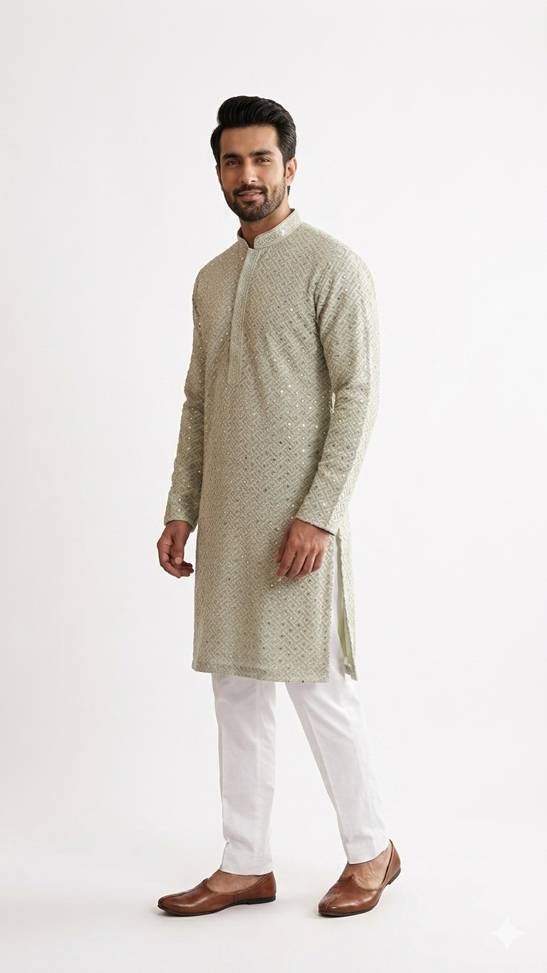 CHICKENKARI KURTA FOR MEN ( ROYAL GREEN )