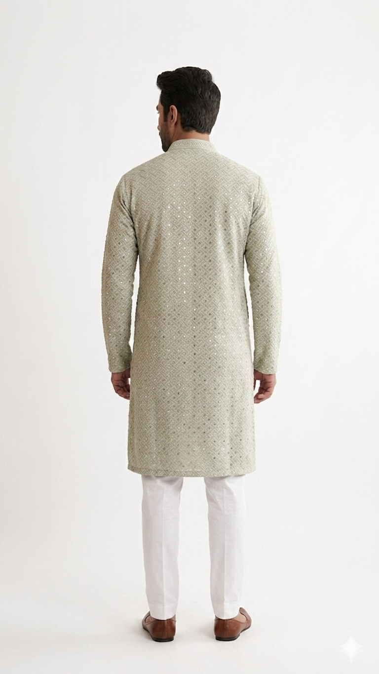 CHICKENKARI KURTA FOR MEN ( ROYAL GREEN )