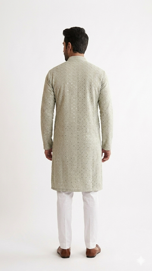 CHICKENKARI KURTA FOR MEN ( ROYAL GREEN )